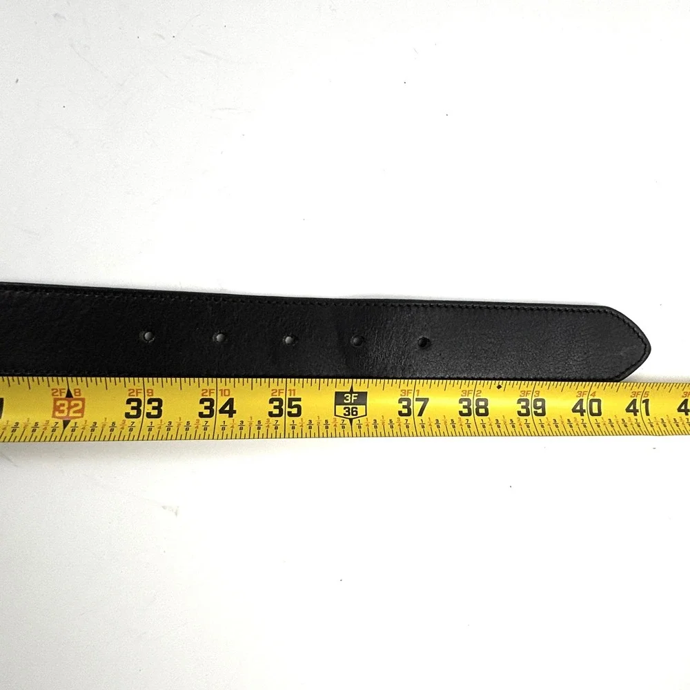Eddie Bauer Belt Mens XL Black Italian Leather Solid Brass USA Heritage Classic